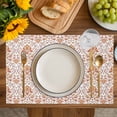 thumbnail image 4 of Red Flowers Placemats Set of 6, Boho Ethnic Neutral Floral Motifs Art Placemats for Dining Table, Place Mats for Kitchen Tabletop, Waterproof Wipeable Dining Table Mats Set, 4 of 9