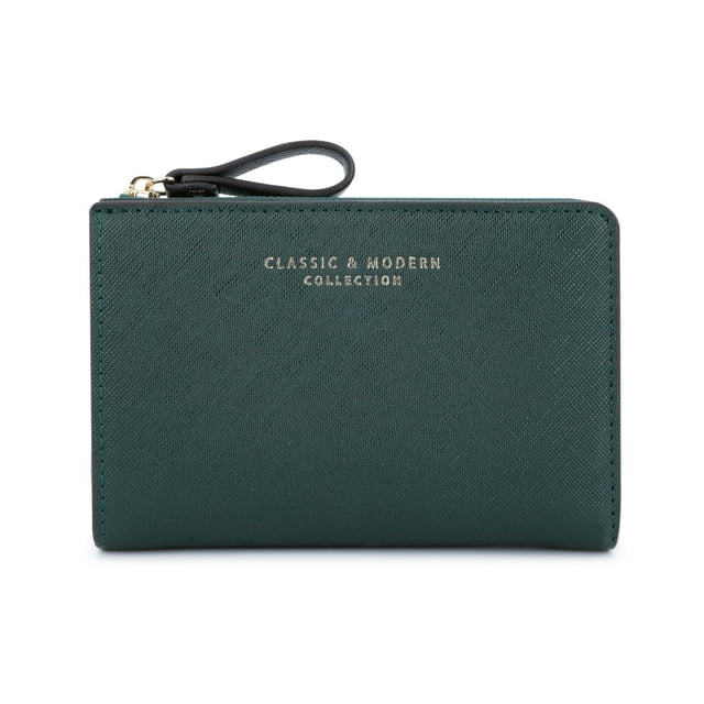 Cartera de mujer de gran capacidad, cartera corta, cartera de PU con estampado cruzado, cartera corta para mujer