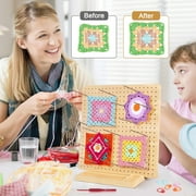 YMWVH 11 Wooden Crochet Blocking Board (1 Pack) with 20 Pins, Granny Square Crochet Project Accessory, Gift for Crocheters
