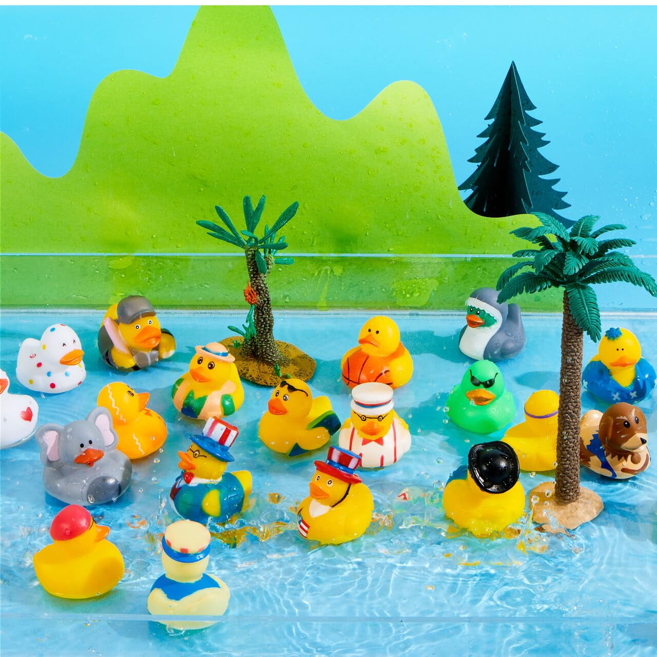 Joyfy 60 Pcs Rubber Ducks for Jeep, Mini Rubber Duckie Toys with Mesh Carry Bag for Kids Baby Bath Shower Toys, Christmas & Birthday Gifts, Halloween Party Favors, Easter Egg Stuffers