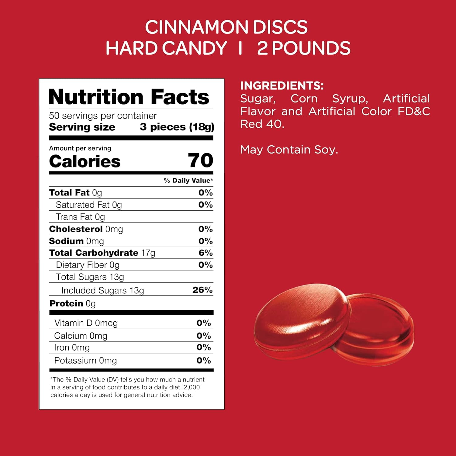 Great Value Cinnamon Disc Hard Candies: Nutrition & Ingredients