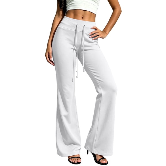 Ixbnca Womens Bootcut Pants Stretchy Drawstring Yoga Long Pants Comfy High Rise Loungewear Gym Flared Sweat Pants