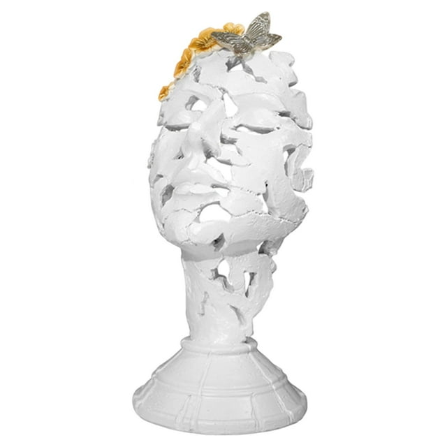 Figura decorativa de resina con cara de mujer abstracta Blanco