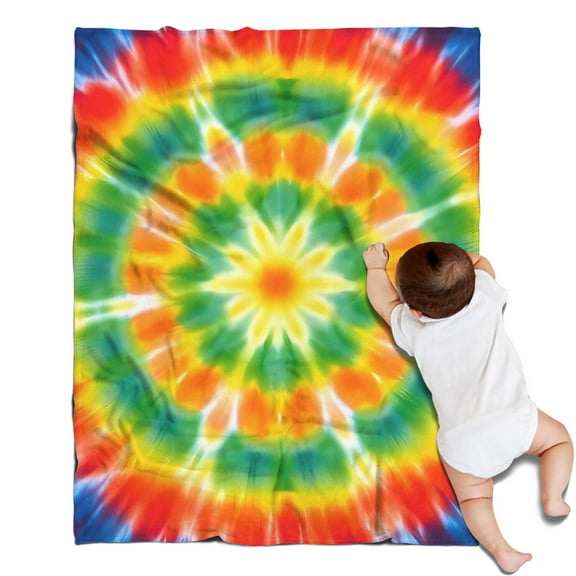 Colorful Rainbow Tie Dye Spiral Pattern Blanket,Comfortable Soft Flannel Throw Blanket,All Season,Warm Lightweight Blankets for Sofa Bed Couch Living Room Chair,30"x40"