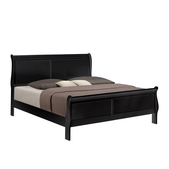 Benjara BM223777 Sleigh Design Wooden Headboard & Footboard, Black