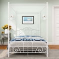 thumbnail image 3 of alazyhome Full Size Canopy Metal Bed Frame, Metal Slat Support, White, 3 of 8
