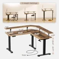 thumbnail image 7 of Greenstell Standing Desk L Shaped with LED Light and Power Outlet, Electric Height Adjustable Computer Office Desk Sit Stand Up with Monitor Stand, Rustic Brown, 7 of 7