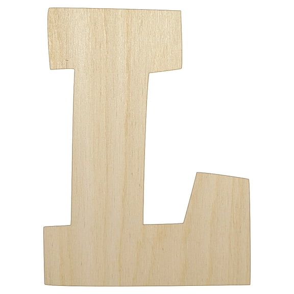 Letter L Uppercase Fun Bold Font Wood Shape Unfinished Piece Cutout Craft DIY Projects - 4.70 Inch Size - 1/8 Inch Thick
