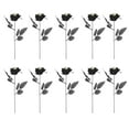 thumbnail image 2 of Spencer 10 Pcs Artificial Rose Flowers Black Silk Faux Roses with Skull Head Flower Bouquet for Home Party Haunted House Decor Halloween Decorations, 2 of 9