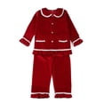 thumbnail image 1 of Conjunto de pijamas de Navidad para niños, pijamas clásicos de terciopelo verde con botones, pijamas de Navidad para niños y niñas, 2022, 1 of 4