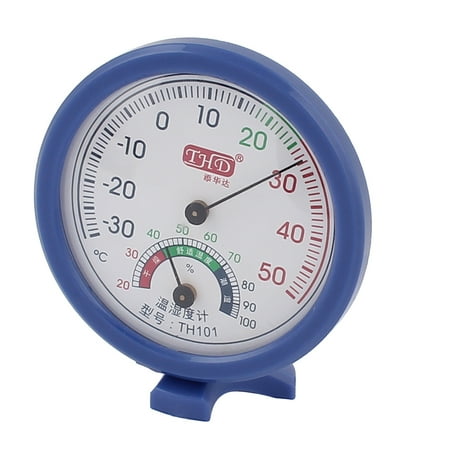 Unique Bargains Home Indoor Measure White Blue Plastic Housing Thermometer Hygrometer