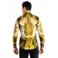 thumbnail image 5 of BARABAS Men's Greek Medusa Pattern Baroque Button Down Shirts B286, 5 of 9