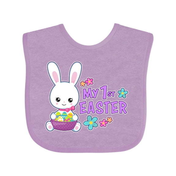 Inktastic My 1st Easter with Bunny and Easter Basket Girls Baby Bib
