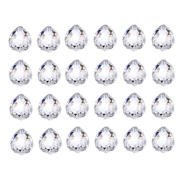 24 Pcs Ball Crystal Chandelier Part, Suncatchers Clear Glass Crystal Ball Prism Feng Shui Lamp Hanging Drop Chandelier Part Crystal Ball Prisms