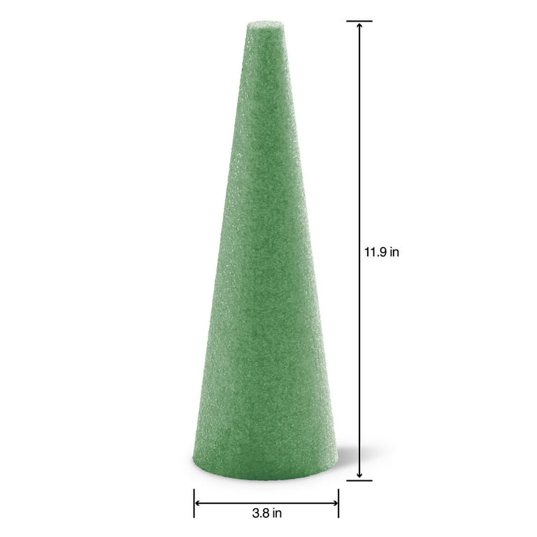 FloraCraft Styrofoam Shrink Wrapped Cone, 18 by 5-Inch, Green