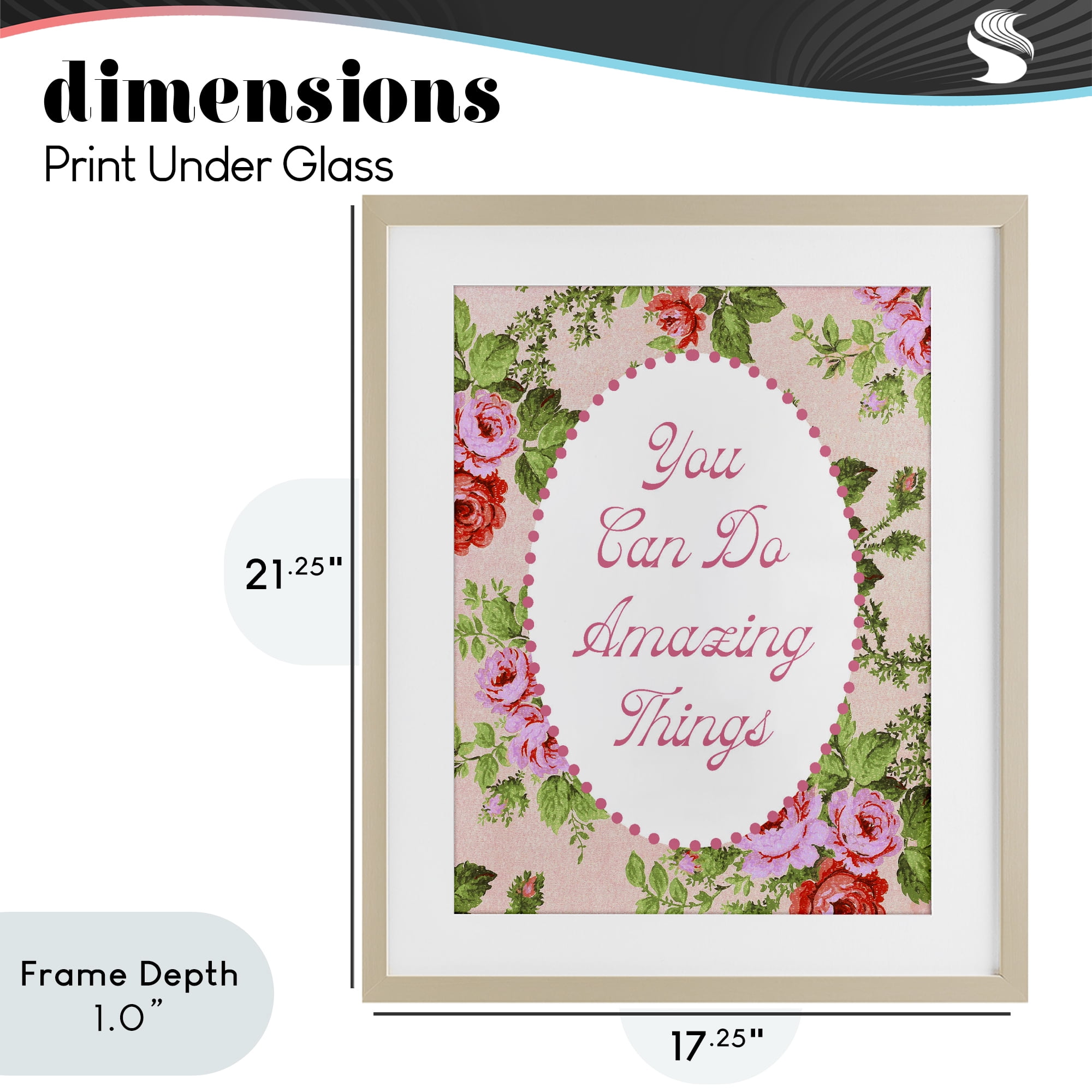 Stupell Industries You Can Do Amazing Things with Vintage Florals Birch Framed Print Under Glass, design by Lil' Rue