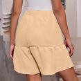 thumbnail image 4 of RYRJJ Womens Casual Wide Leg Shorts Elastic High Waisted Cute Ruffle Hem Casual Summer Beach Shorts with Pockets(Beige,S), 4 of 7
