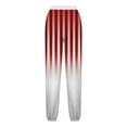 thumbnail image 3 of USNSM Women's Casual Straight Pants Elastic Waist Trousers Comfy Summer Business Casual Gradient Stripe Print Pants with Pockets Red M, 3 of 4