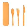 thumbnail image 1 of Juego de tenedor y cuchara para acampar, juego de utensilios de paja, vajilla ligera, utensilios para fiestas, Picnics, reuniones familiares, barbacoa naranja, 1 of 8