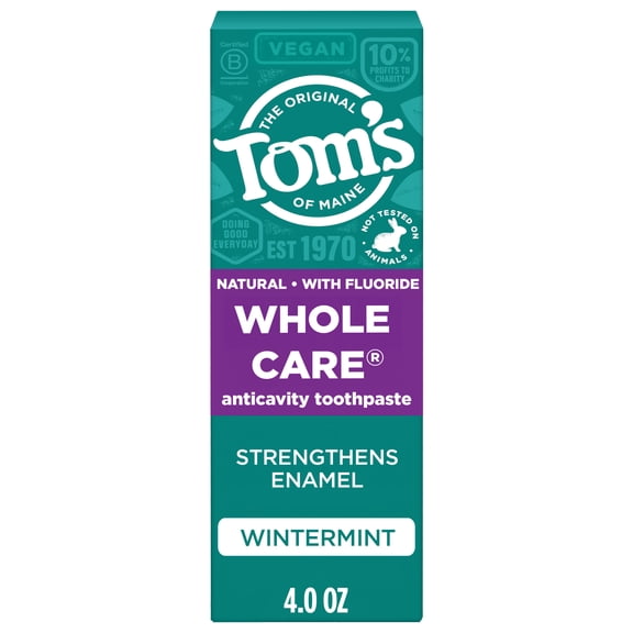 Tom’s of Maine Whole Care Natural Toothpaste with Fluoride, Wintermint, 4.0 Oz