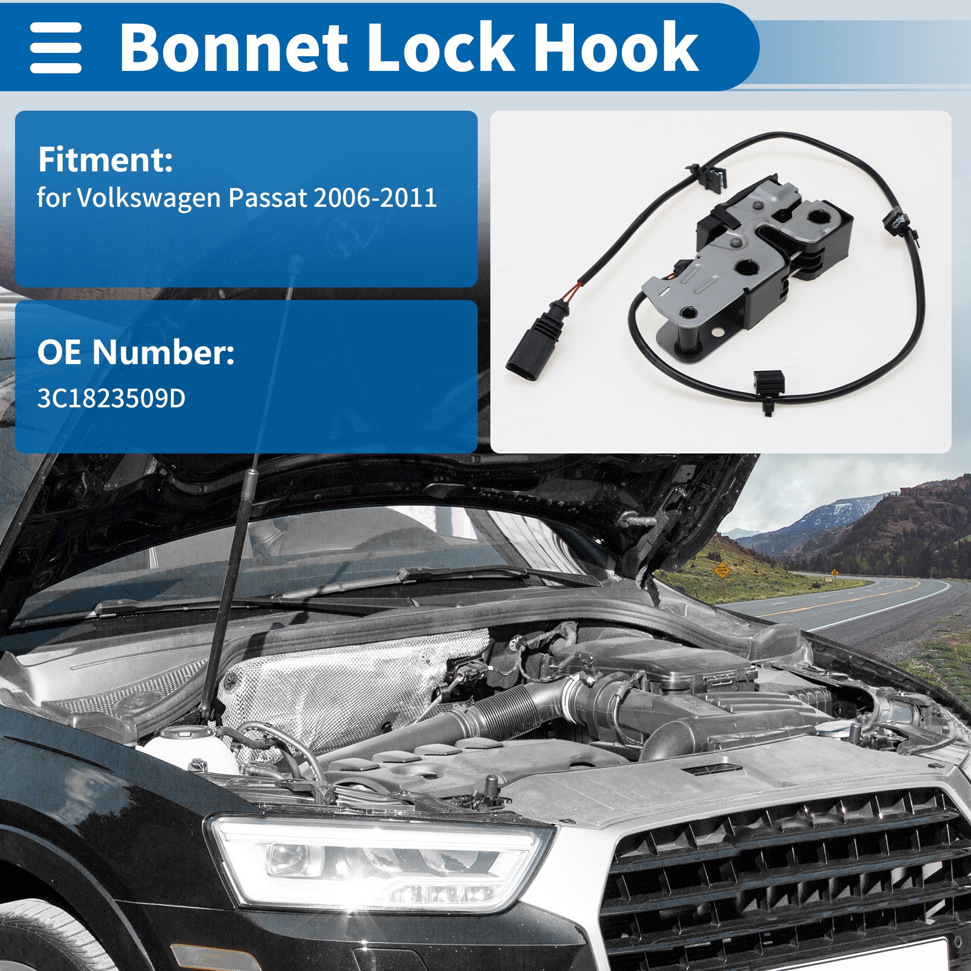 Unique Bargains Hood Latch Assembly for Volkswagen Passat 2006-2011 Engine Hood Lock