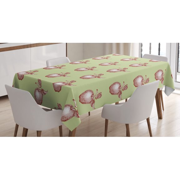 Ambesonne Fruits Tablecloth Rectangular Table Cover, Vintage Stalks Leaf Fruit, 60"x90", Pale Green Brown