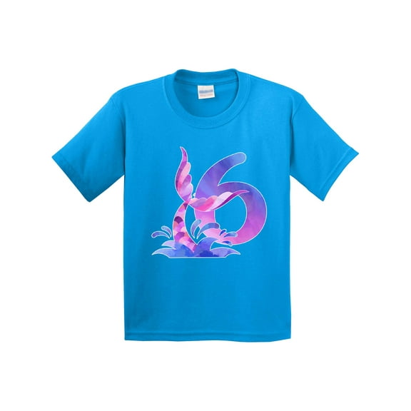 Inktastic 6th Birthday Mermaid Tail Youth T-Shirt