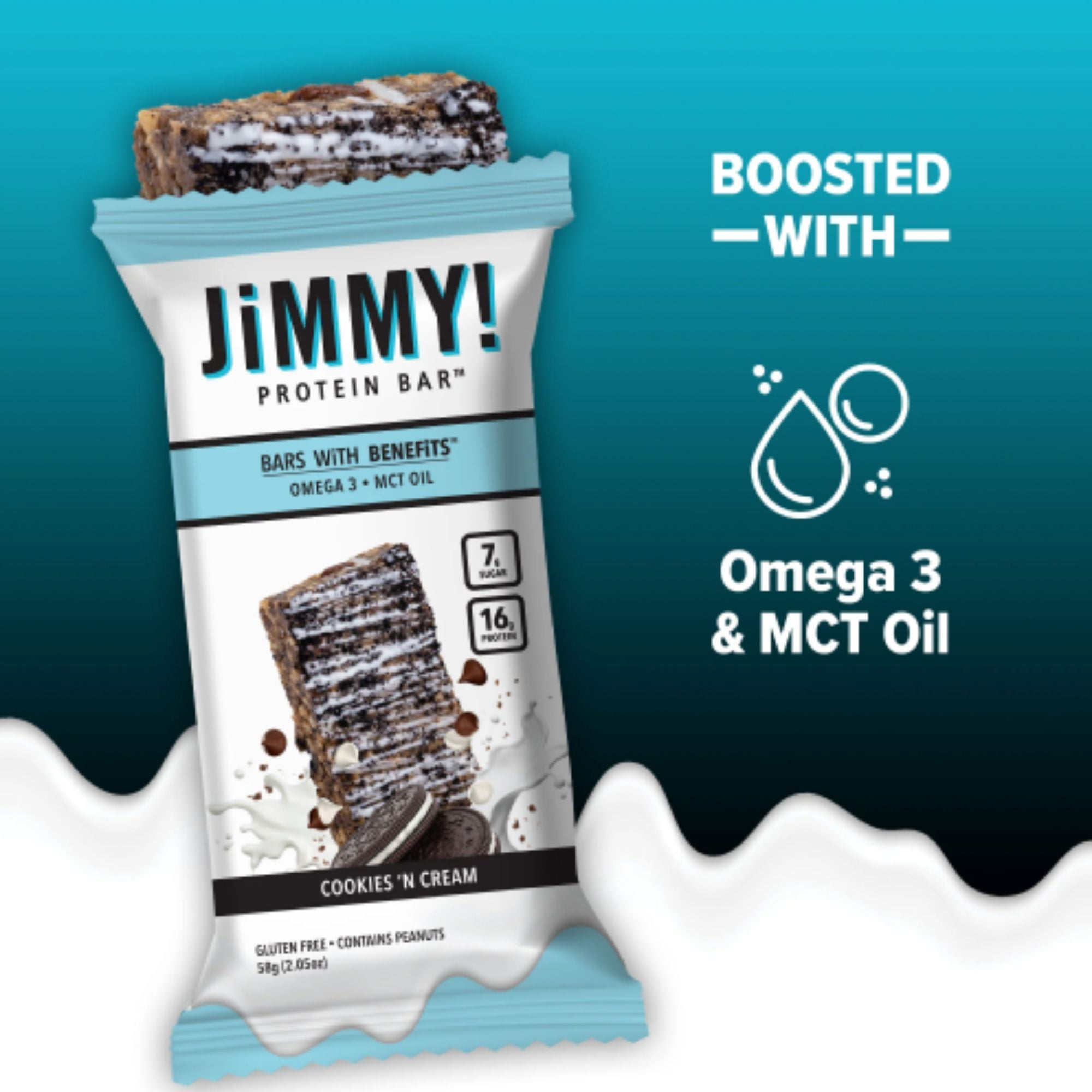 JiMMY! Cookies 'N Cream (Wake & Focus) Protein Bars, 12 Count