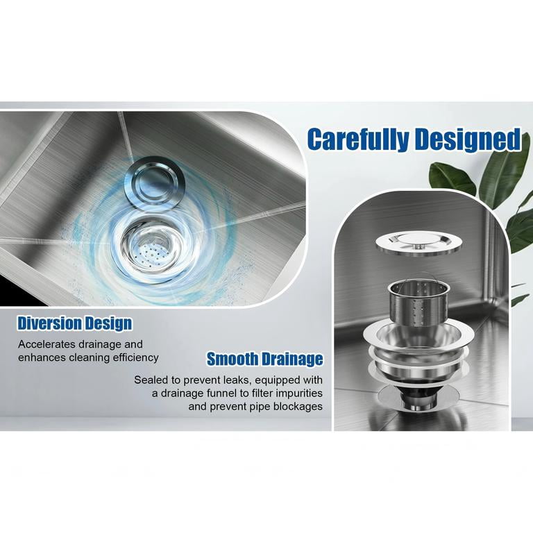 Dapmiu 17.72 Inch Stainless Steel Mop Sink, Heavy Duty Utility Sink for Janitorial & Laundry Room Use