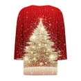 thumbnail image 4 of SELONE Womens Sweatshirt Oversized V Neck Christmas Tree Shirt Button Three Quarter Sleeves Pullover Loose Outerwear, 4 of 5