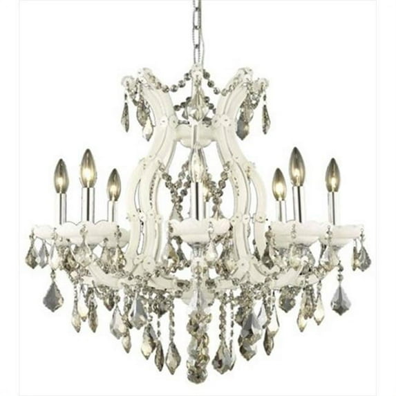PWG Lighting - Lighting By Pecaso 2380D26WH-GT-RC Karla Heirloom Handcut Golden Teak Chandelier, White