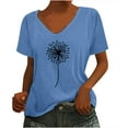 thumbnail image 2 of ZunFeo Womens Summer Tops Short Sleeve Slim Printed Comfy Casual Junior Tops V Neck Tee Shirts Blue 3XL, 2 of 5