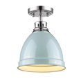 thumbnail image 1 of Duncan Flush Mount in Chrome with a Seafoam Shade, 1 of 2