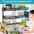thumbnail image 2 of Escurridor de Trastes de 2 Niveles, Acero Inoxidable sobre Fregadero, Rejilla de Secado para Escurridor de Platos Grande, Organizadores de Cocina Multifuncionales y Estante de Almacenamiento, 2 of 9