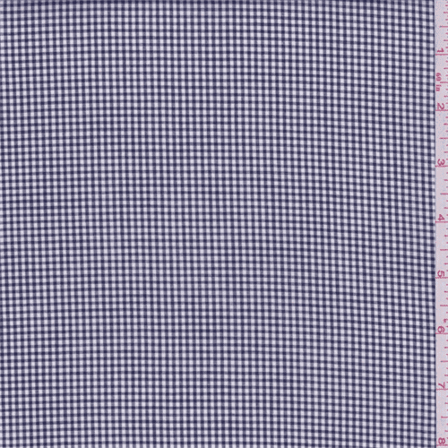 Navy Gingham Check Cotton Shirting, Fabric By the Yard