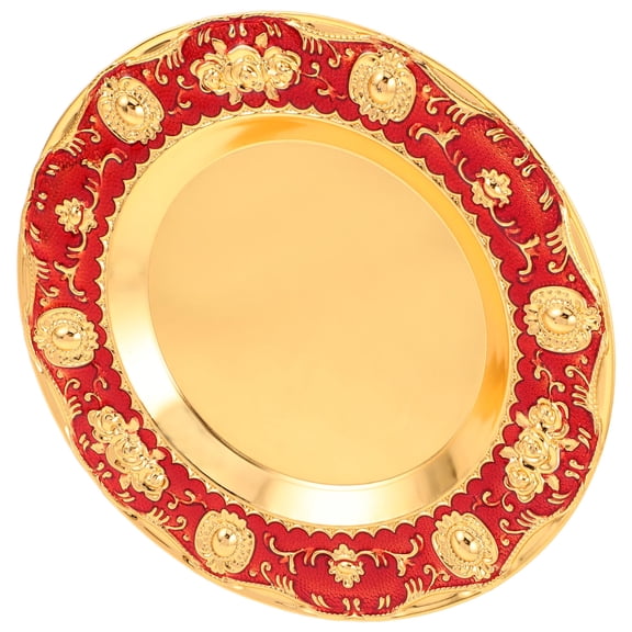STRANDCHIC European Style Red Metal Tray for Coffee Table, Snacks, Home Decor, Serving Tray, Stylish and