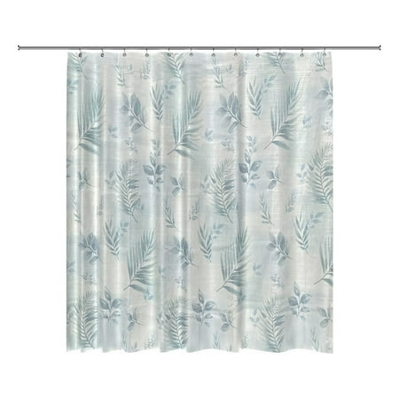 Fancy Bath Outlet 72''x84'' Floral Fabric Shower Curtain in Blue