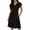 Black, variant on Bosfbaoi Dresses For Women V-Neck Empire Waist A-Line Dress Ruffle Short Sleeve Summer Dresses Solid Color Buttons Womens Dresses With Pockets