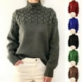 thumbnail image 2 of Chandails à Col Roulé pour Femmes Chandail Tricoté Épais Automne Hiver Mode Tissage Torsadé Chandail à Manches Longues, 2 of 5