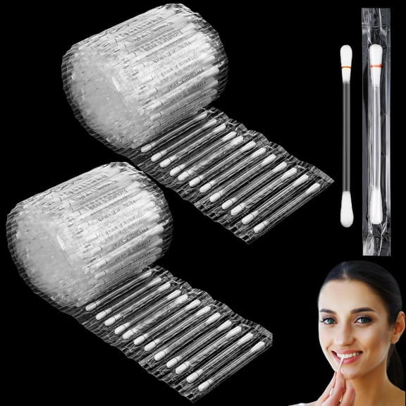 Topboutique 100 Pcs Cotton Swabs,Cotton Makeup Remover Swabs,Disposable Piercing Aftercare Swabs,Eye & Lip Sticks Remover for,Eye/Eyebrow/Eyelash Makeup,Individually Packaged Saline Solution Swabs
