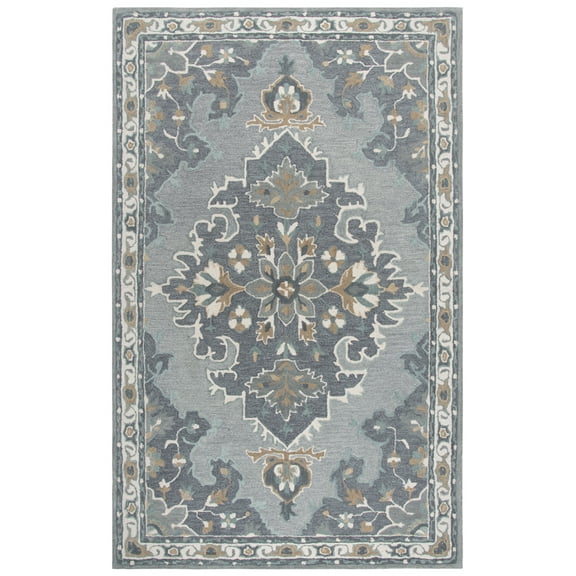 Rizzy Rugs Resonant Area Rug RS933A Gray Leaves Wool 9' x 12' Rectangle