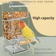 thumbnail image 2 of Alimentador de pájaros sin desorden para jaula, contenedor de comida de semillas, limpieza acrílica con percha, alimentador de loros para , Sunnimix Comedero para pájaros, 2 of 8
