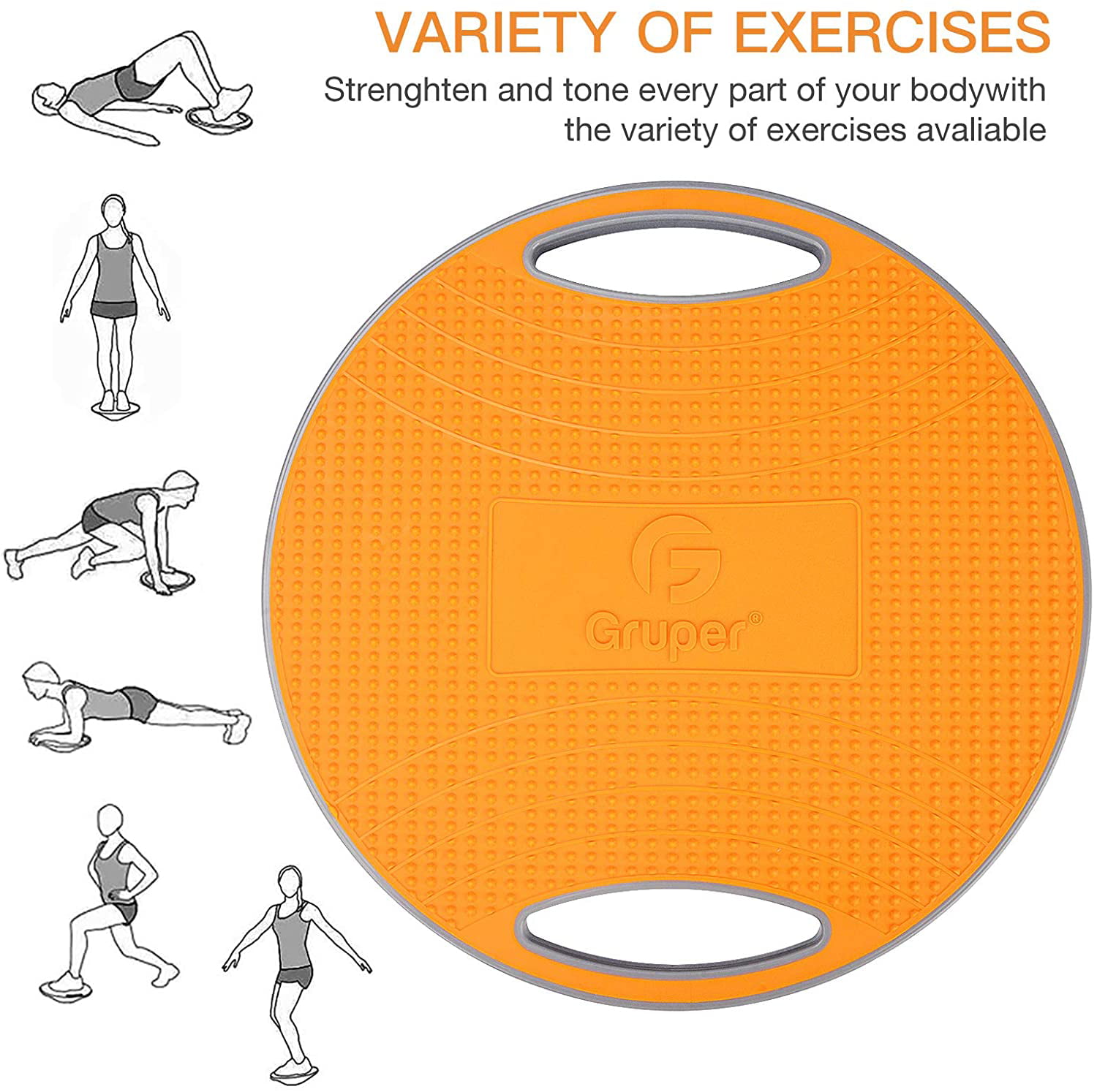 Gruper Wobble Balance Board,Exercise Balance Stability Trainer Non-Skid TPE  Bump Surface  Bottom Healthy Material Portable Rocker Board for Balance  Training and Exercising