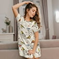 thumbnail image 3 of Easygdp Little Birds Camisón de manga corta para mujer, informal, estampado, 3 of 6