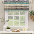 thumbnail image 2 of Brown Teal Home Curtain Valances for Windows, Kitchen Valance Window Treatments Panel 2 Pack, Vintage Farmhouse Retro Wooden Rod Pocket Short Curtains for Bathroom Bedroom 54 x 18 Inch, 2 of 8
