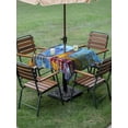 thumbnail image 5 of Big Ben Square Outdoor Tablecloth with Umbrella Hole Urban Street Red Bus Impressionist 54x54 Inch Waterproof Table Cover Zippered Table Cloth for Garden Patio, 5 of 8