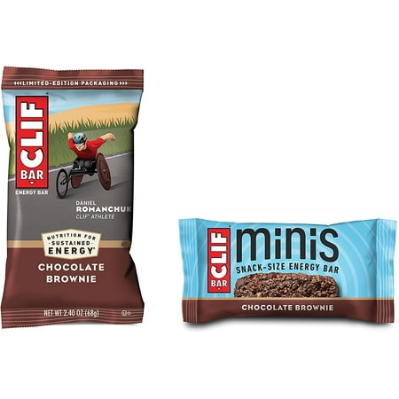 Clif Bars - Chocolate Brownie - 10 Full Size and 10 Mini Energy Bars - Made with Organic Oats - Plant Based Food - Vegetarian - Kosher (2.4oz and 0.99oz Protein Bars) 20 Piece Assortment