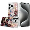 thumbnail image 2 of XPM for Apple iPhone 15 Pro Max Phone Case, Epoxy Glitter Flowers Bling 3D Butterfly Fashion TPU Hybrid with Shockproof Protection Cover for iPhone 15 Pro Max (Black), 2 of 8