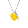 thumbnail image 2 of Delight Jewelry Acrylic 1" Yellow Heart Silvertone Guardian Angel Bar Charm Necklace, 23", 2 of 4