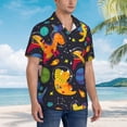 thumbnail image 2 of Lsque Dinosaurs in Space pattern Hawaiian Shirt for Men, Unisex Summer Beach Casual Short Sleeve Button Down Shirts-3X-Large, 2 of 9